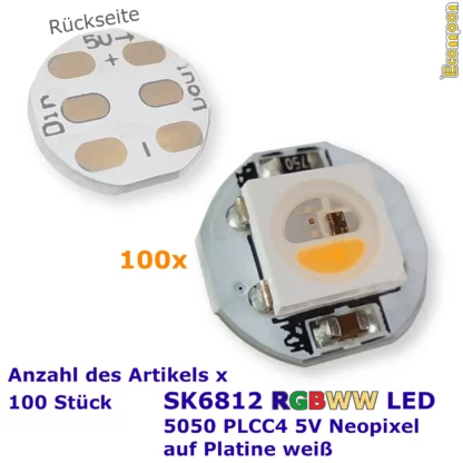 sk6812-adressierbare-5050-plcc4-rgbw-rgbww-led-5v-auf-einem-pcb-platine-weiss-neopixel-100-stueck