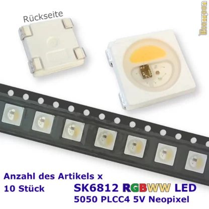 sk6812-adressierbare-5050-plcc4-rgbw-rgbww-led-5v-weiss-neopixel-10-stueck